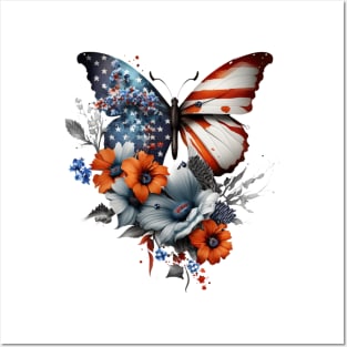 4th of July Floral Butterfly lover Posters and Art